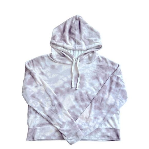 SO Tops - SO The Lounge Life Tie Dye‎ Purple White Softest Hoodie Sweatshirt Pullover LG